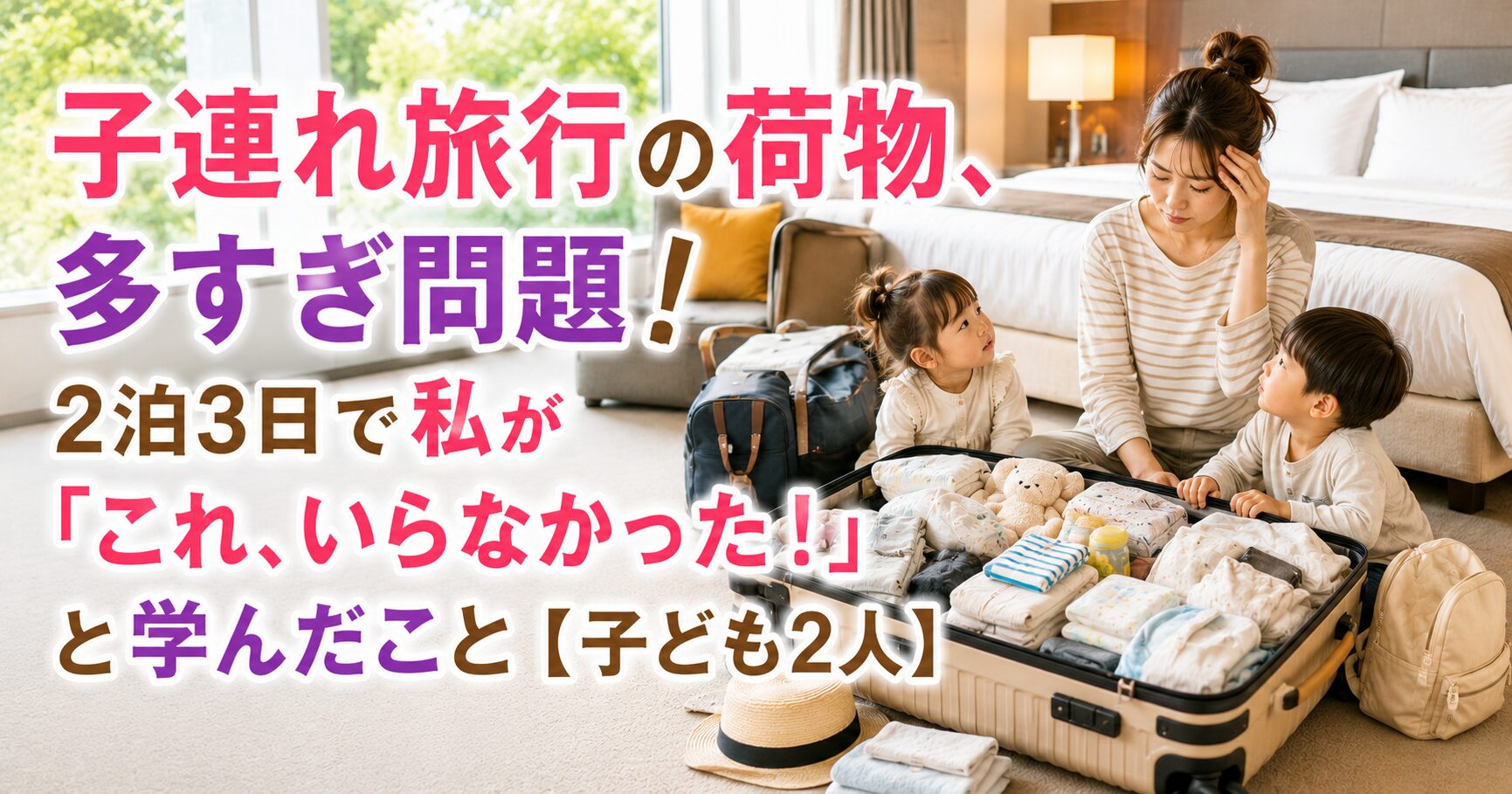 子連れ旅行の荷物、多すぎ問題！2泊3日で私が「これ、いらなかった！」と学んだこと【子ども2人】
