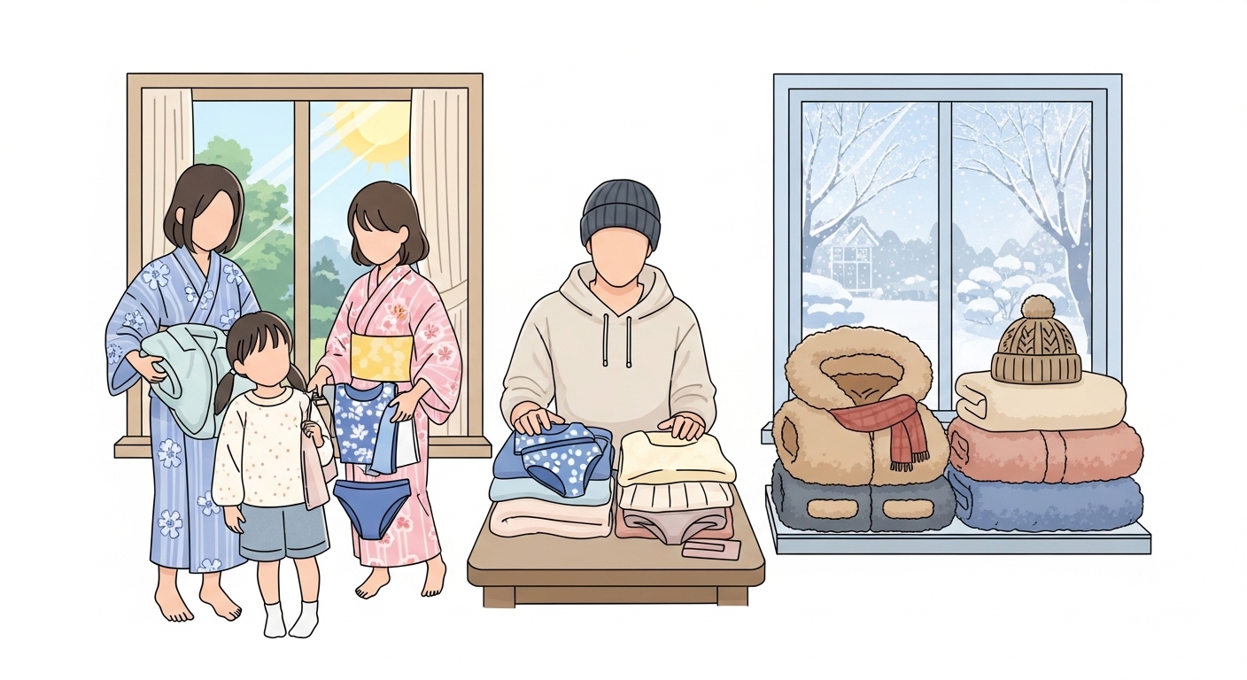 【季節別】夏と冬、四季亭子連れ旅の「着替え」と「ちょい足し」リスト